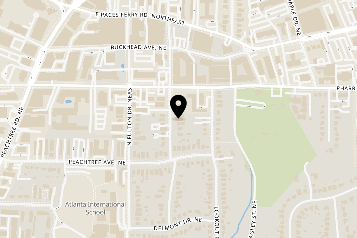 Map showing the location of Basil's Restaurant & Tapas Bar on 2985 Grandview Ave NE in Atlanta